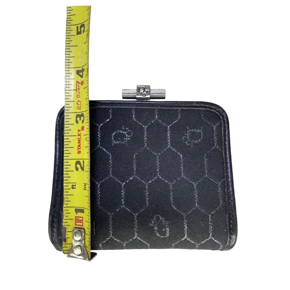 Christian Dior Honeycomb Monogram Coin Purse Black Silver Dior Wallet Vintage